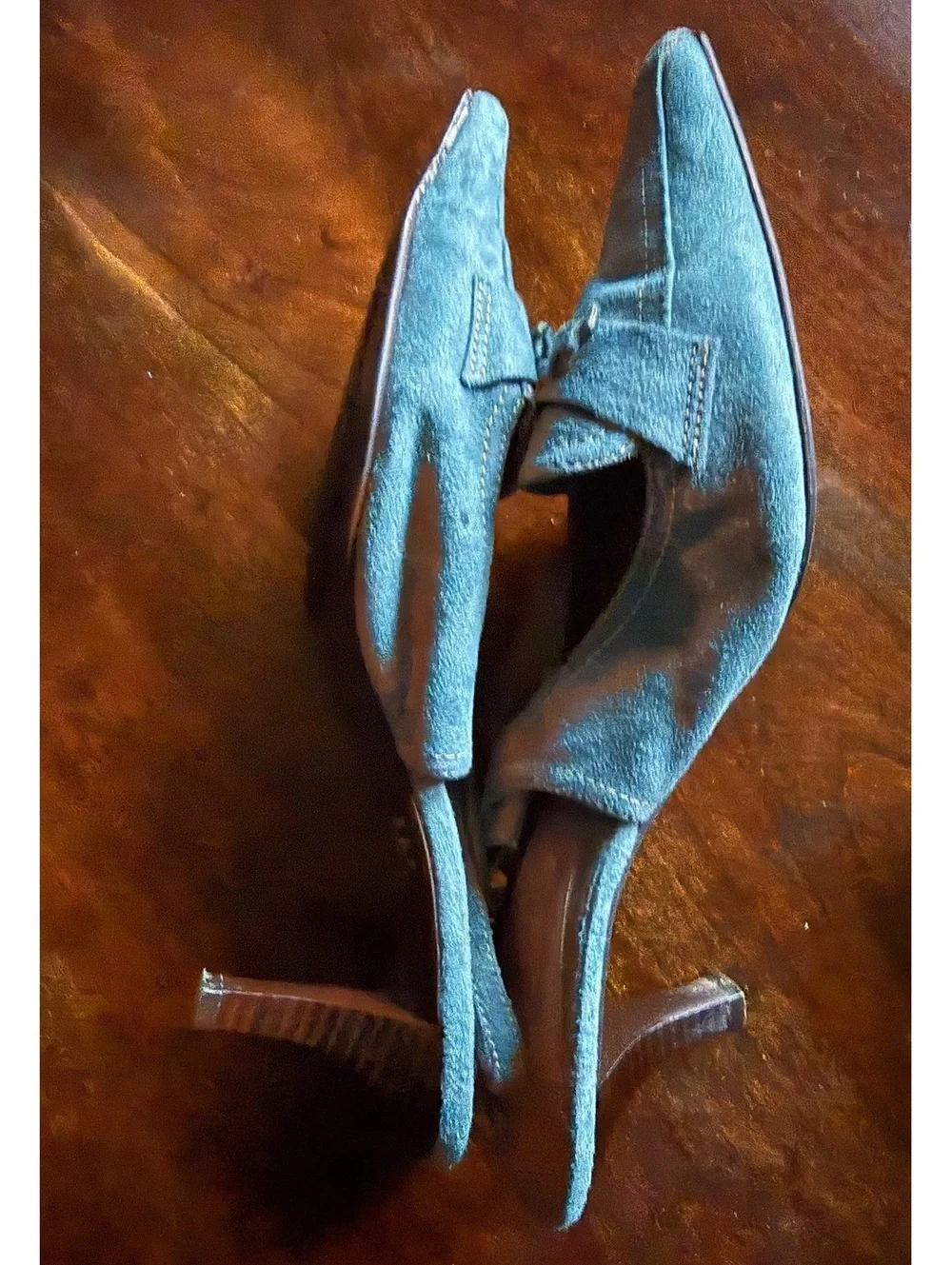 Highlights Women's Blue Suede Slingback Heels Size 10W
